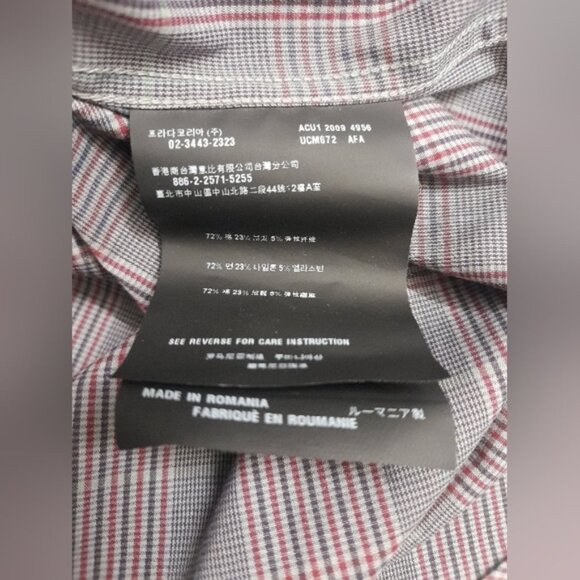 Prada - Mens Casual Checkered Button Down Shirt -Size: 41/16 - Picture 7 of 11